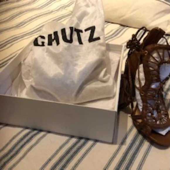 NWOT Schutz Boho Leather Block Heel Sandals - Picture 3 of 3